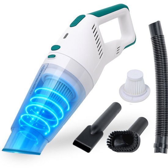 Wellewares - Kruimelzuiger Snoerloos - Handstofzuiger Draadloos - Nat en Droog Zuigen - Groen Wit