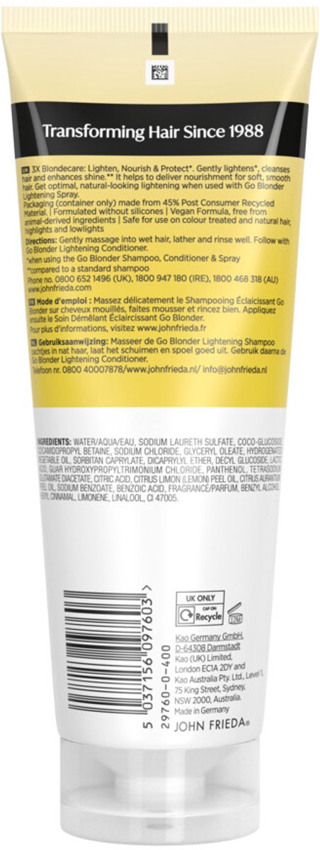 John Frieda Go Blonder Lightening Shampoo - 250 ml