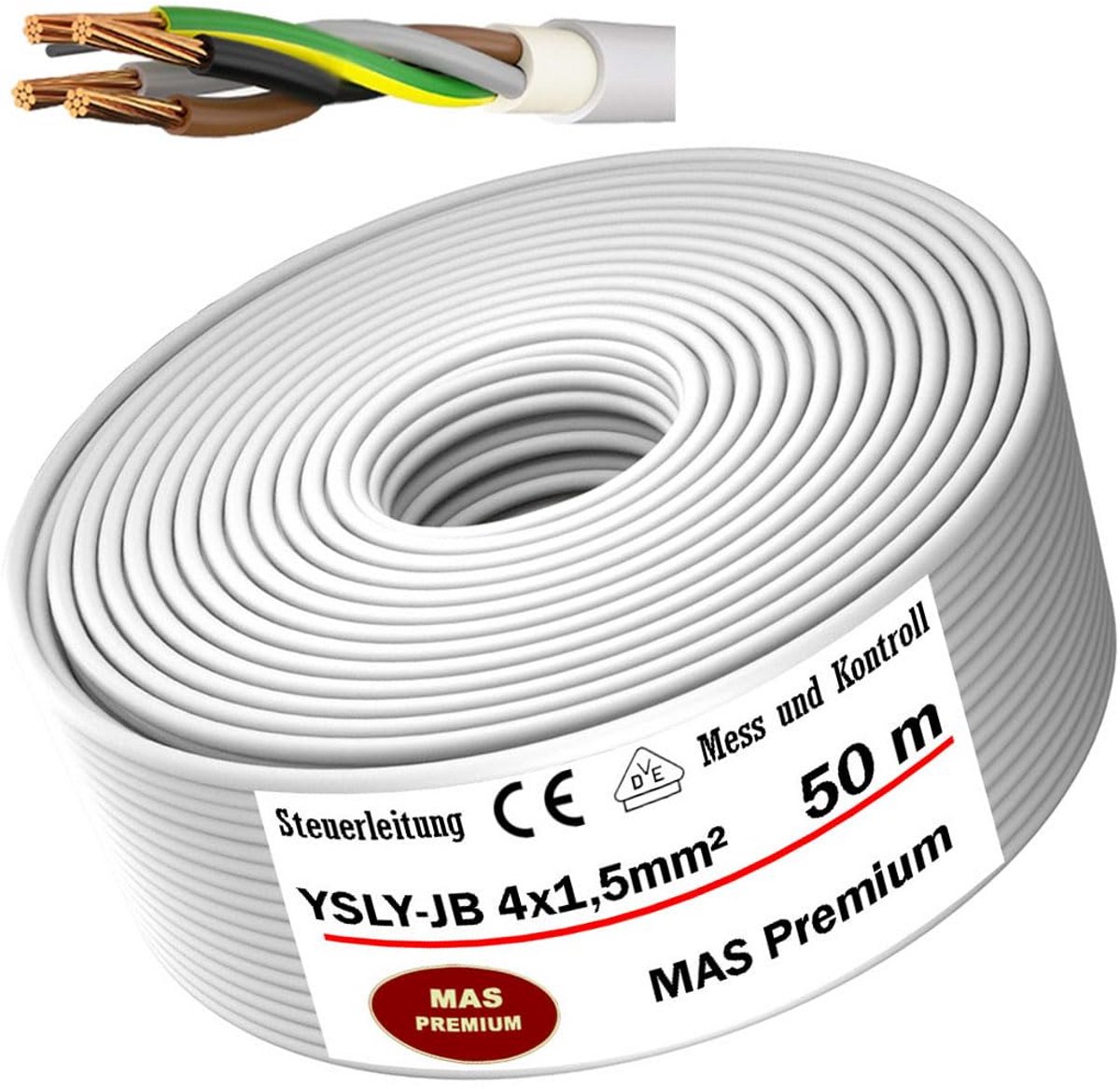 Flexibele stuurkabel 4x1,5 mm² voor meet- en regeltoepassingen, 50 meter