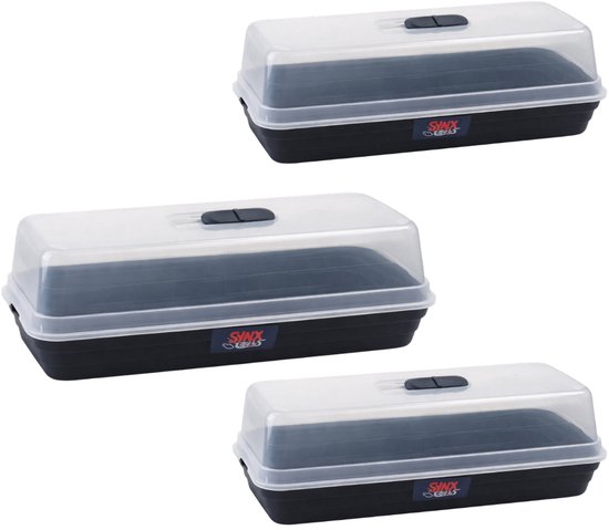 Synx Tools Set van 3 Kweekbak met Deksel 51x21x18 cm – Propagator met Ventilatie -...