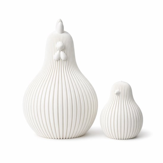 Paas Kippen - Pasen - 3D Print - Wit - Paasdecoratie - Set van 2 - 13 cm en 6 cm hoog