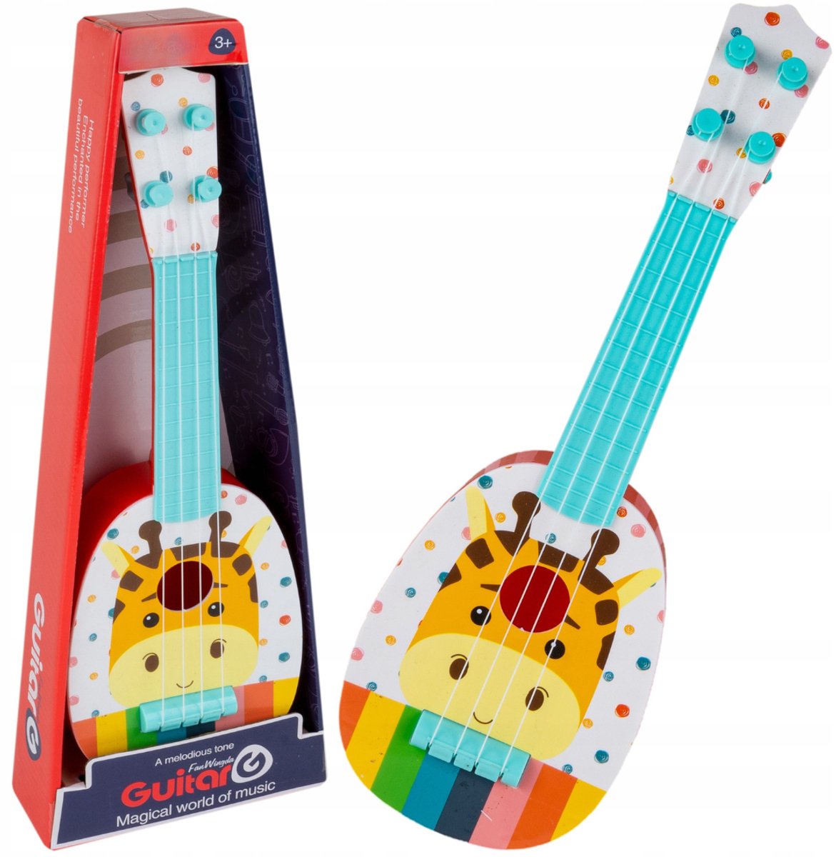 Playos® - Ukulele - Giraf - Meerkleurig - Speelgoed Gitaar - Muzikaal Speelgoed - Muziekinstrument - Kinder Gitaar