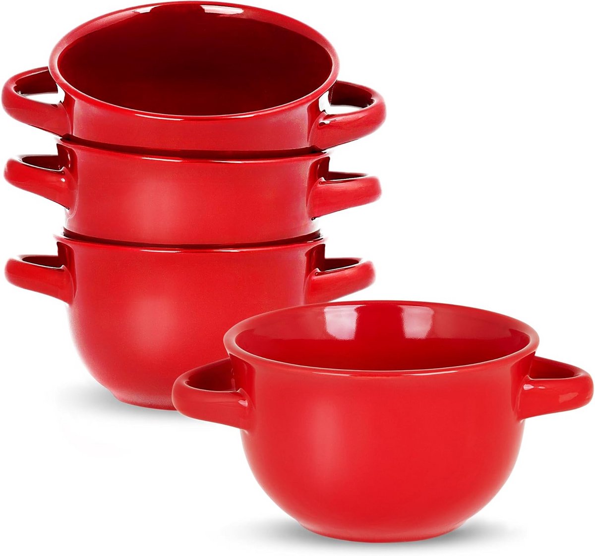 Keramische Soepkommen met Handvatten - Ovenbestendige Uiensoep Schalen (Set van 4)