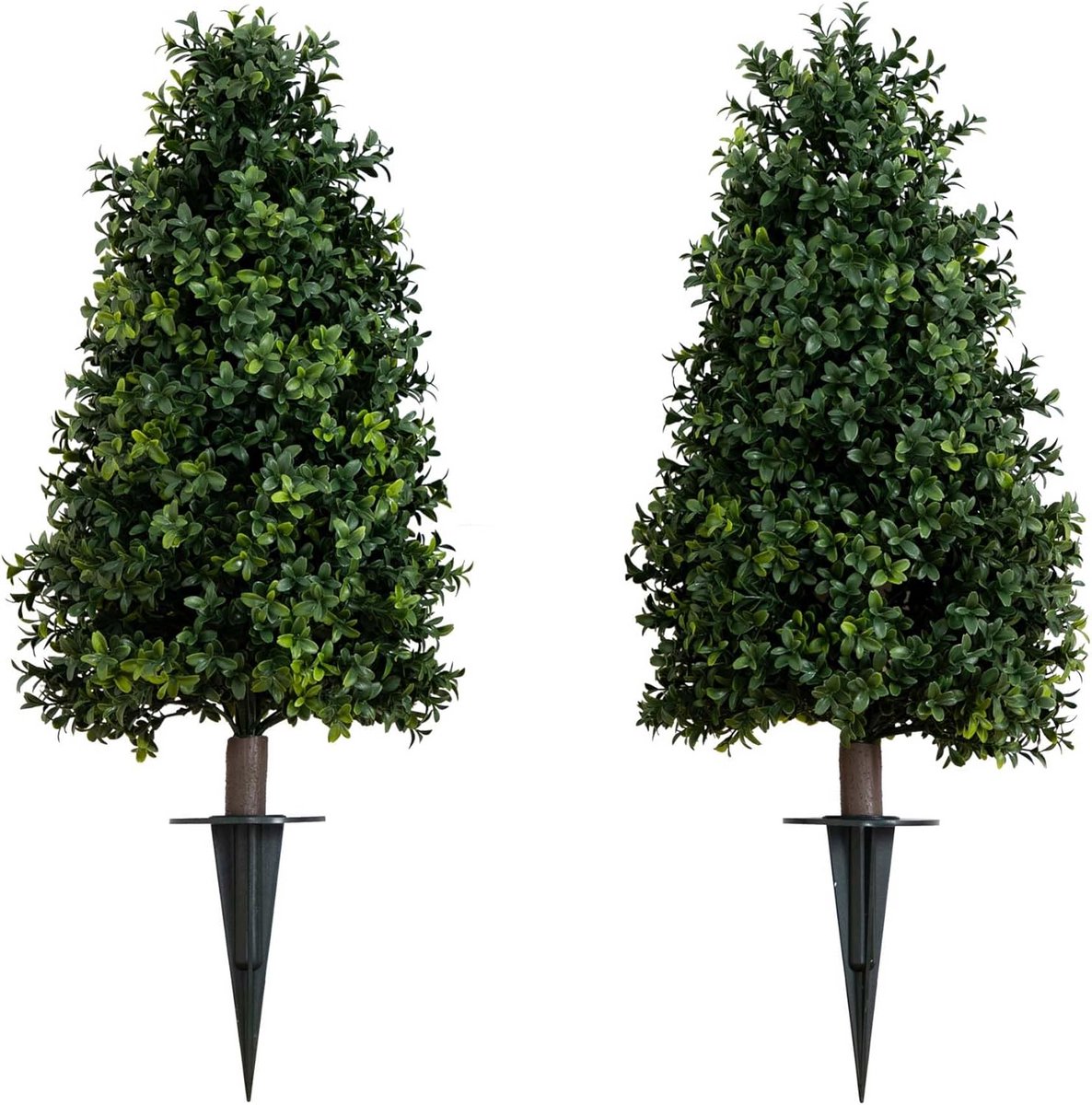 Set van 2 UV-bestendige Kunstmatige Buxusplanten 60 cm met Grondpaal
