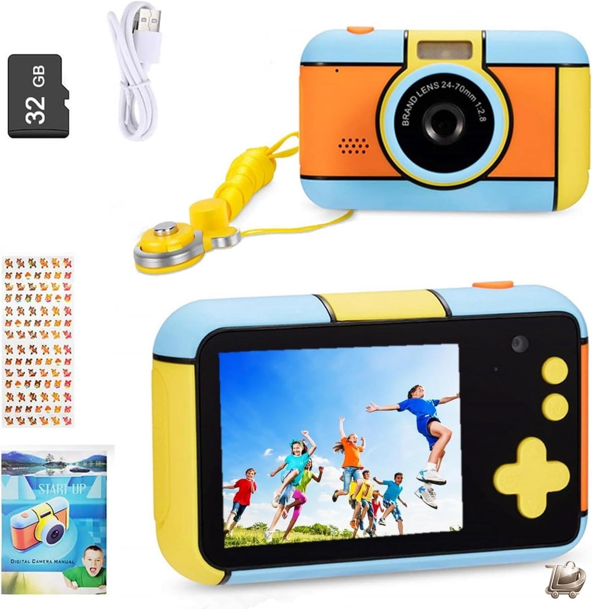 Kinder Digitale Camera 24MP - 1080P HD Dual Lens Selfie Camera - 2,4 Inch Display - Inclusief 32GB SD Kaart - Oplaadbare Fotocamera voor Kinderen - Cadeau voor Verjaardag - Jongens en Meisjes