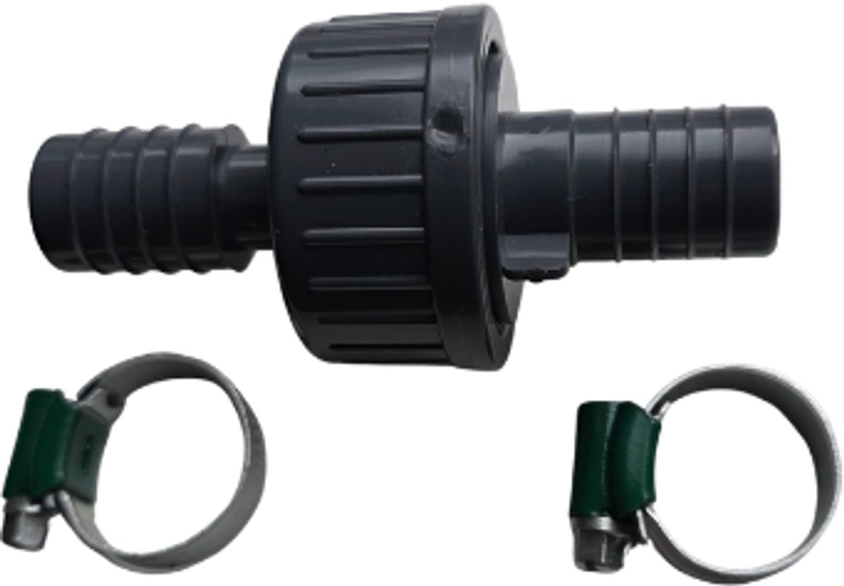 PVC terugslagklep met tule 13 mm + 2 Slangklemmen