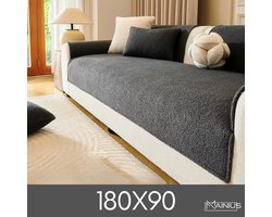Teddy Bankhoes / Zetelovertrek – 3-Zits 180x90 - Donker Grijs – Pluche Sofa Protector – Zachte Teddy Plaid Beschermhoes voor Bank, Zetel & Salon - Bankhoezen, Bankbeschermer, Cover, Bankkleed, Zetelhoes - Tegen beschadigingen en vlekken