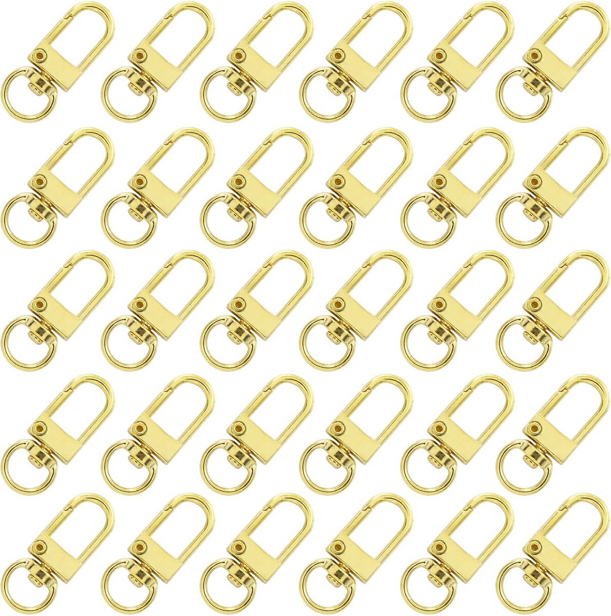 30x Draaibare Karabijnsluitingen Goudkleurig - Stevige Metalen Clips voor Sleutelhangers en Sieraden