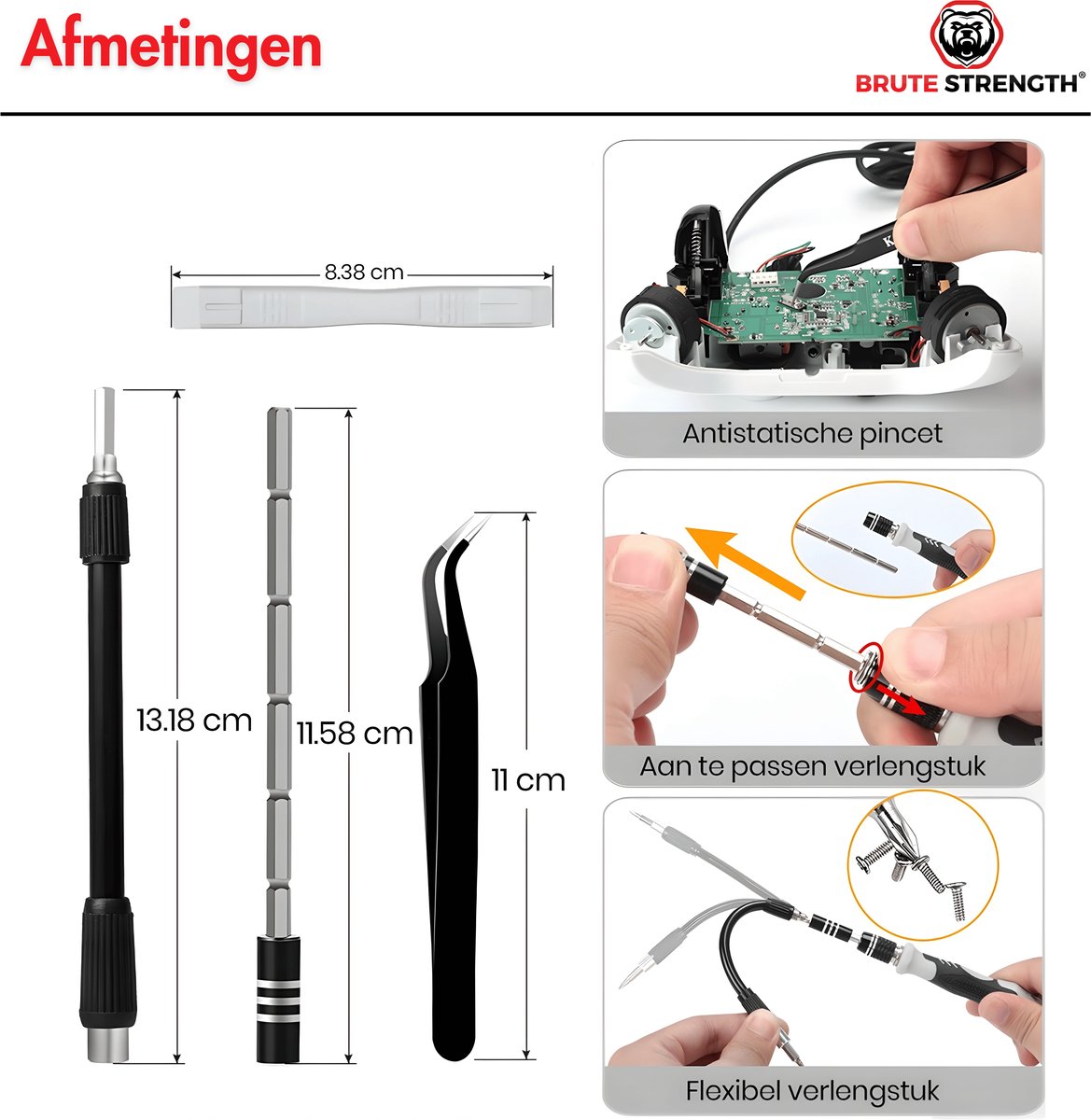 117-delige Precisie Schroevendraaierset Magnetisch - Gereedschapset- Schroevendraaiers klein - Bitset met Torx - Handgereedschap - Cadeau van Brute Strength — cadeau in Gereedschap - foto 5
