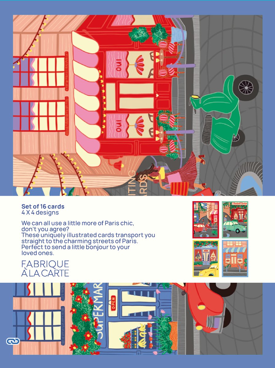 Fabrique - Wenskaarten set - Parijs - 16 kaarten met enveloppen