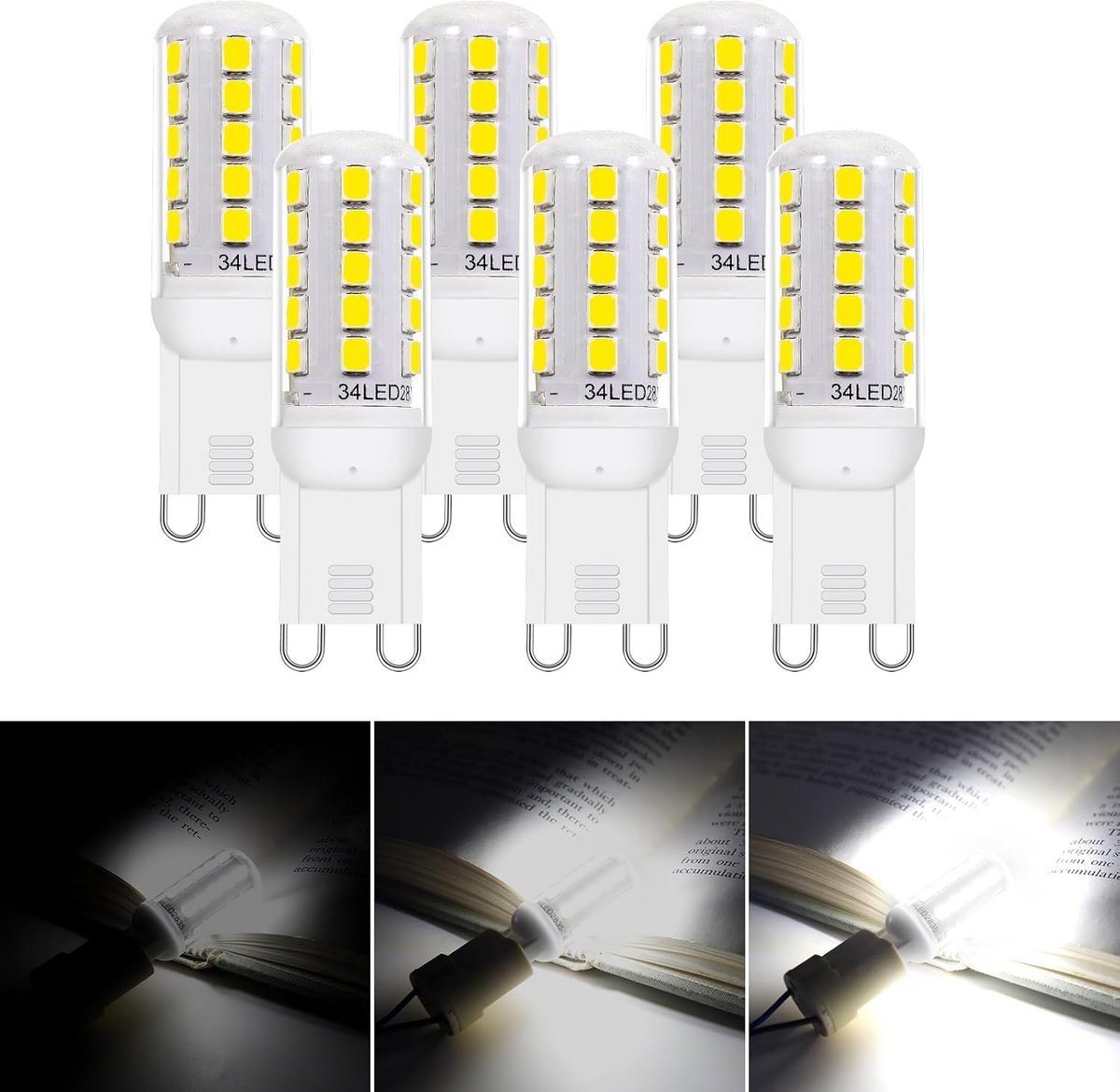 Dimbaar G9 LED Lamp 3.2W Vervangt 30W Halogeen, Koel Wit 6000K, Set van 6