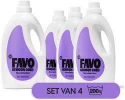 Favo Vloeibaar Wasmiddel - Kleur - 4 x 50 = 200 wasbeurten - Voor stralende kleuren - Effectief vanaf 20 °C - Voordeelverpakking