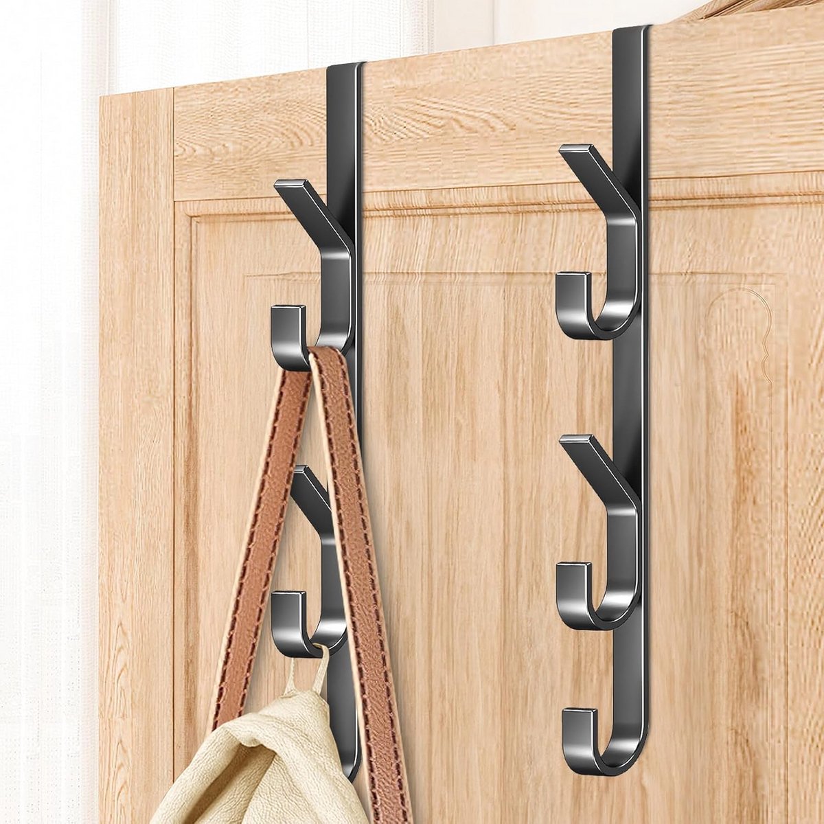 2x Deurhaken RVS - Verticale Hanger voor Handdoeken, Jassen en Tassen - Zonder Boren