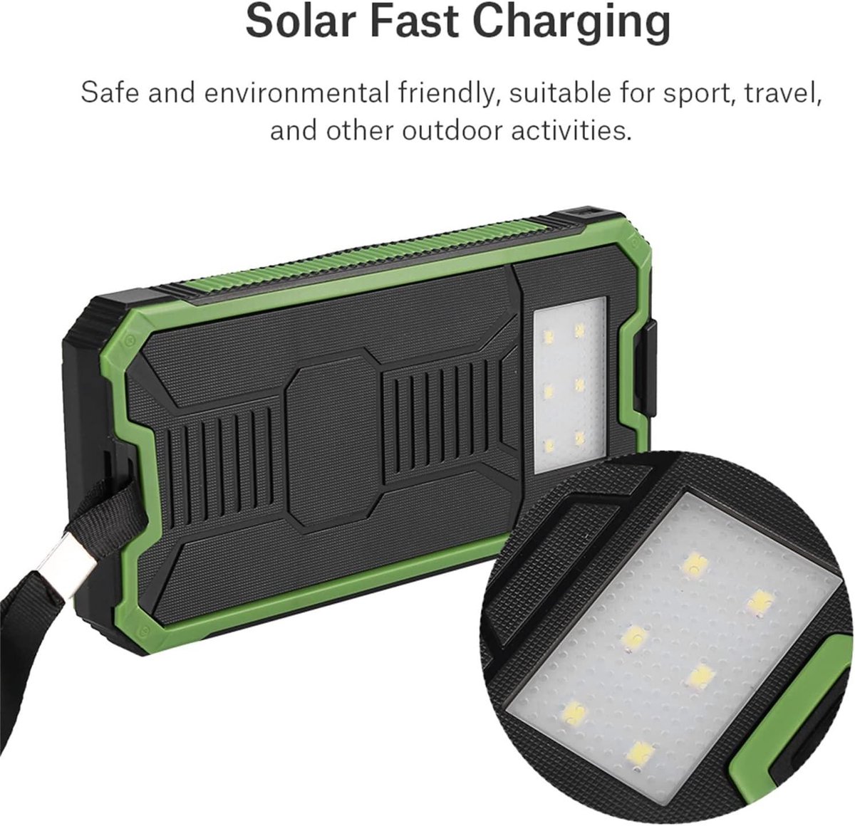Draagbare Zonne-energie Oplader Powerbank 20000mAh Grote Capaciteit Snel Opladend Batterijpakket voor Thuis, Reizen en Kamperen - DIY-set Dual USB Mobiele Zonne-energiebankbehuizing - Groenteprint – foto 2