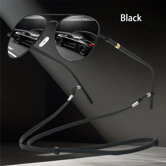 Zwart lens Piloten Zonnebril | Aviator Zonnebril | Retro & Classic Bril | Festival , Rave Bril | Carnavalsbril | Zonnebril Dames & Heren | Mat Zwarte lens | Zilver / Zwart montuur | Trendy Party & Outdoor Bril + brillen koord , sleeve & doek — afbeelding 3