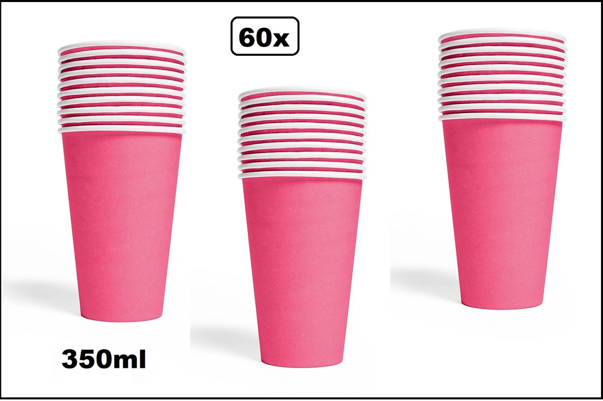60x Mega beker pink karton 350ml - Drinken drank limonade