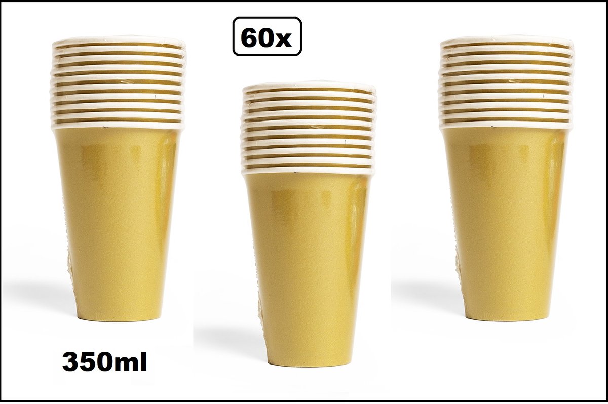 60x Mega beker goud karton 350ml - Drinken drank limonade