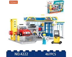 COGO Auto Service Shop – Bouwset 4222 – 467 Stuks – Speelgoed Garage met Auto & Monteurs – Vanaf 6 Jaar