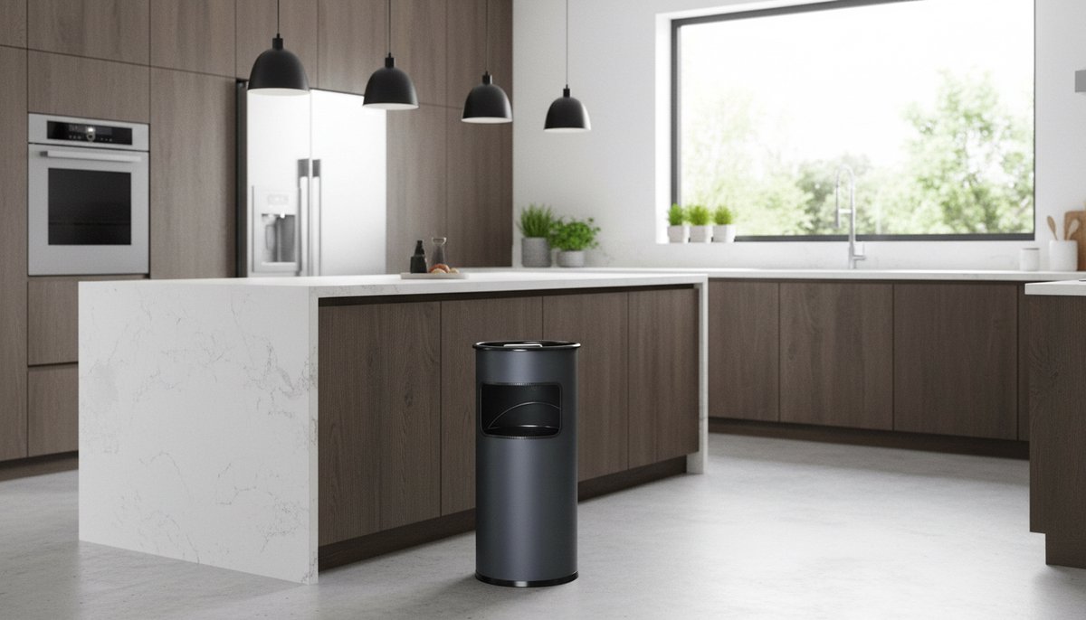 Prullenbak met Asbak Rond 17L – House&Garden ProClean Aluminium Afvalbak met Uitneembare Binnenemmer – Antraciet – Voor Kantoor, Entree & Rookzone – 62 cm Hoog