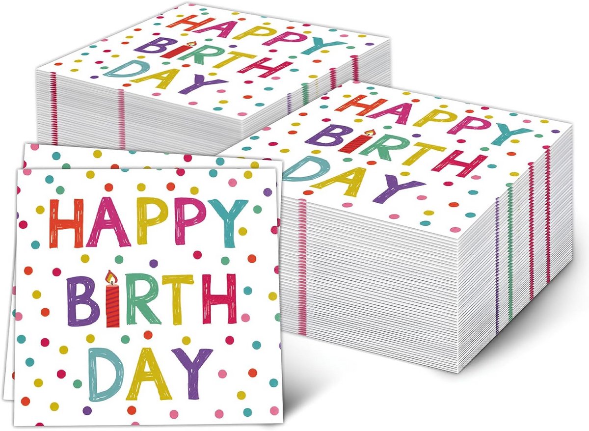 Servetten met 'Happy Birthday' Opdruk voor Verjaardagsfeestjes
