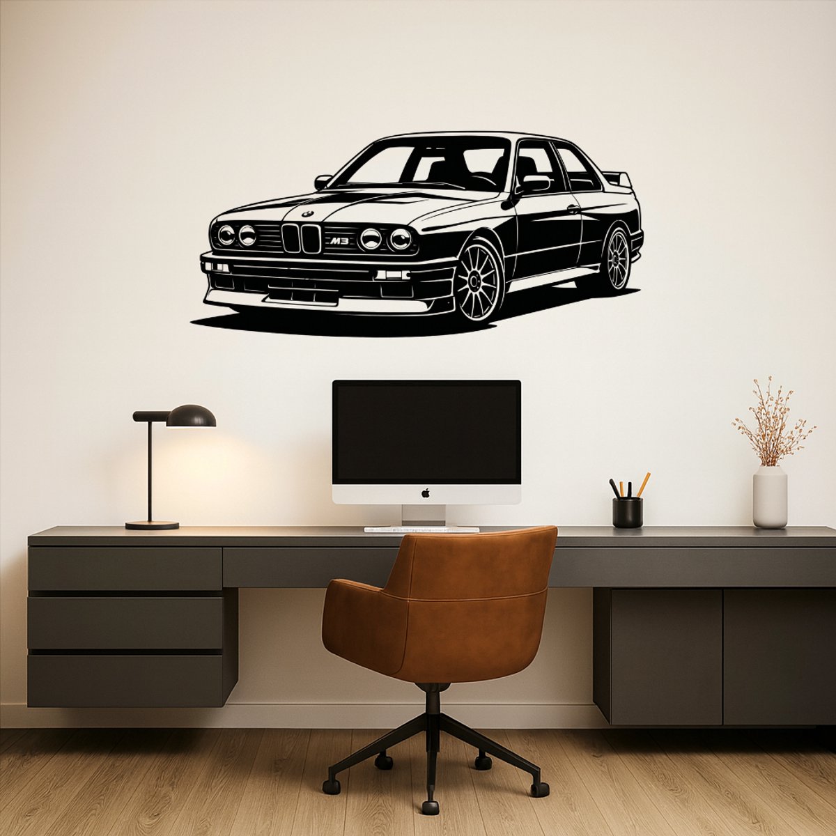 BR2Laser BMW M3 E30 – Wanddecoratie – Lasergesneden Hout – Autokunst – 35 cm Breed