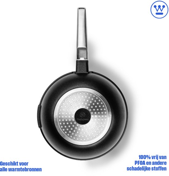 Westinghouse Performance Series - Wok Pan Induction - 28 cm - Wok de luxe avec couvercle - Noir - Convient à toutes les sources de chaleur