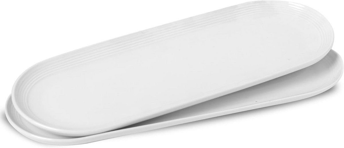 Set van 2 Ovale Keramische Serveerborden - 34,6 cm - Wit Porselein voor Diner en Buffet