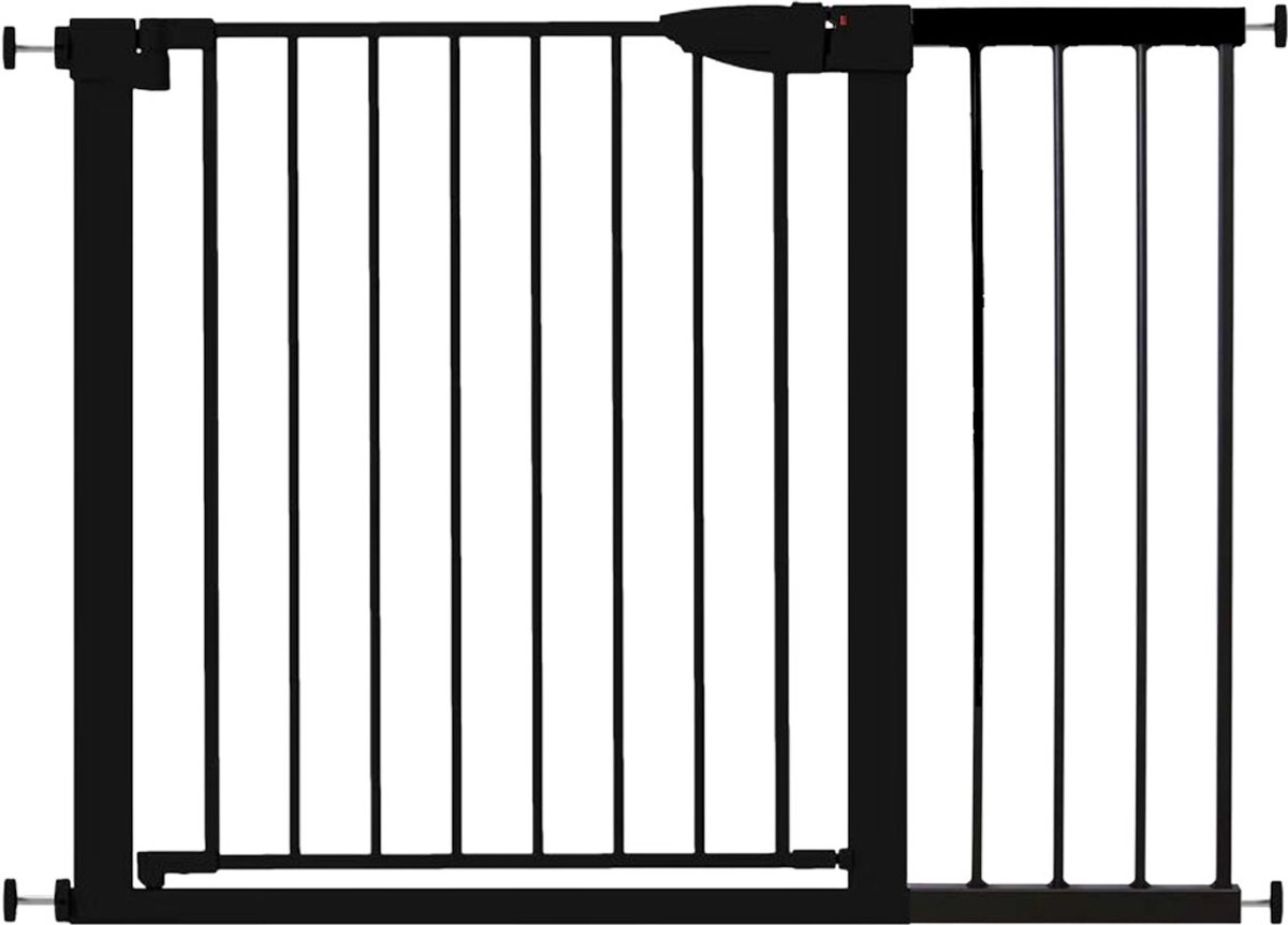 Traphekje Zonder Boren – 76 t/m 82 cm – incl. extensie 104 t/m 110 cm – Veiligheidshekje – Klembevestiging - Kinderhekje - Hondenhek - Zwart