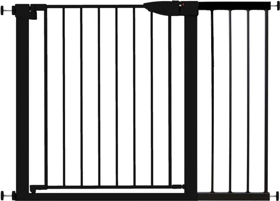 Traphekje Zonder Boren – 76 t/m 82 cm – incl. extensie 104 t/m 110 cm – Veiligheidshekje – Klembevestiging - Kinderhekje - Hondenhek - Zwart