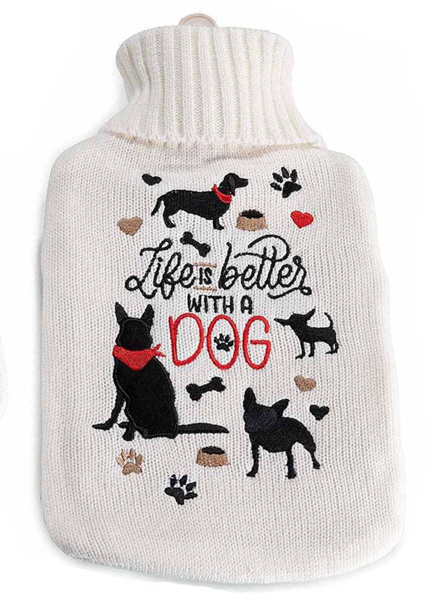 Rojafit - Warmwaterkruik - Natuurrubber kruik - Gebreide hoes - 1,8 Liter - All you need is a Dog