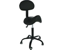 Alora zadelkruk met rugleuning zwart - verstelbaar in hoogte - ergonomisch