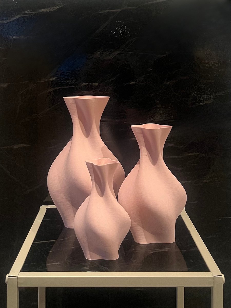 Studio Vaseo Quatro Flowa Happy Roze – Set van 3 Luxe Vazen – 3D Geprint – Duurzaam Ontwerp