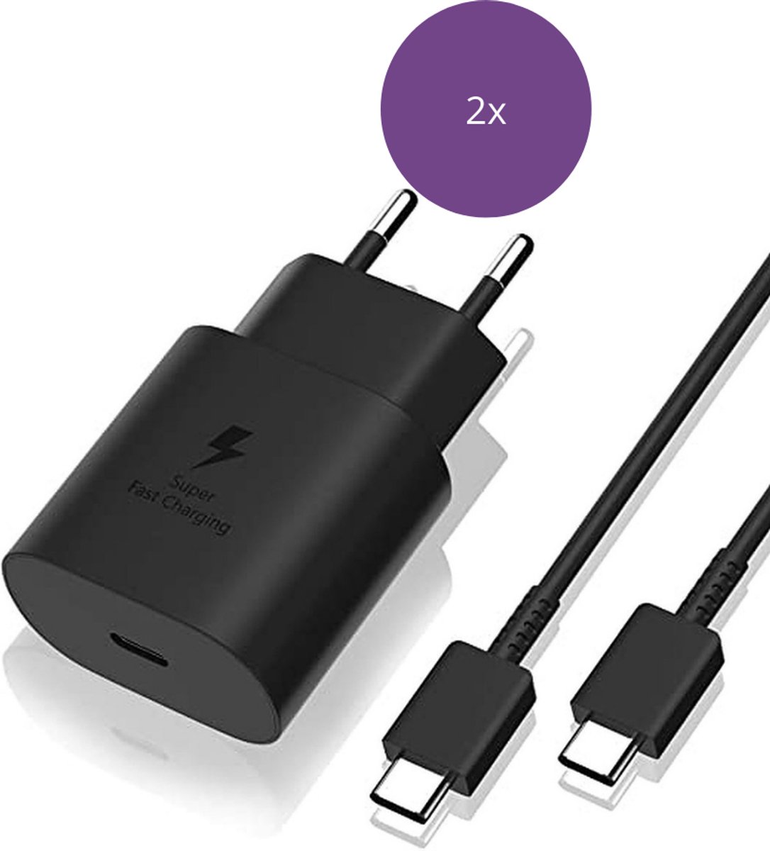 Viewr 2x 25W USB C Snellader - USB C Oplader - Snellader 25W - Super Snel Laden - Inclusief Oplaadkabel - Oplader - Snellader geschikt voor Smarthones & Laptops - 2 Stuks