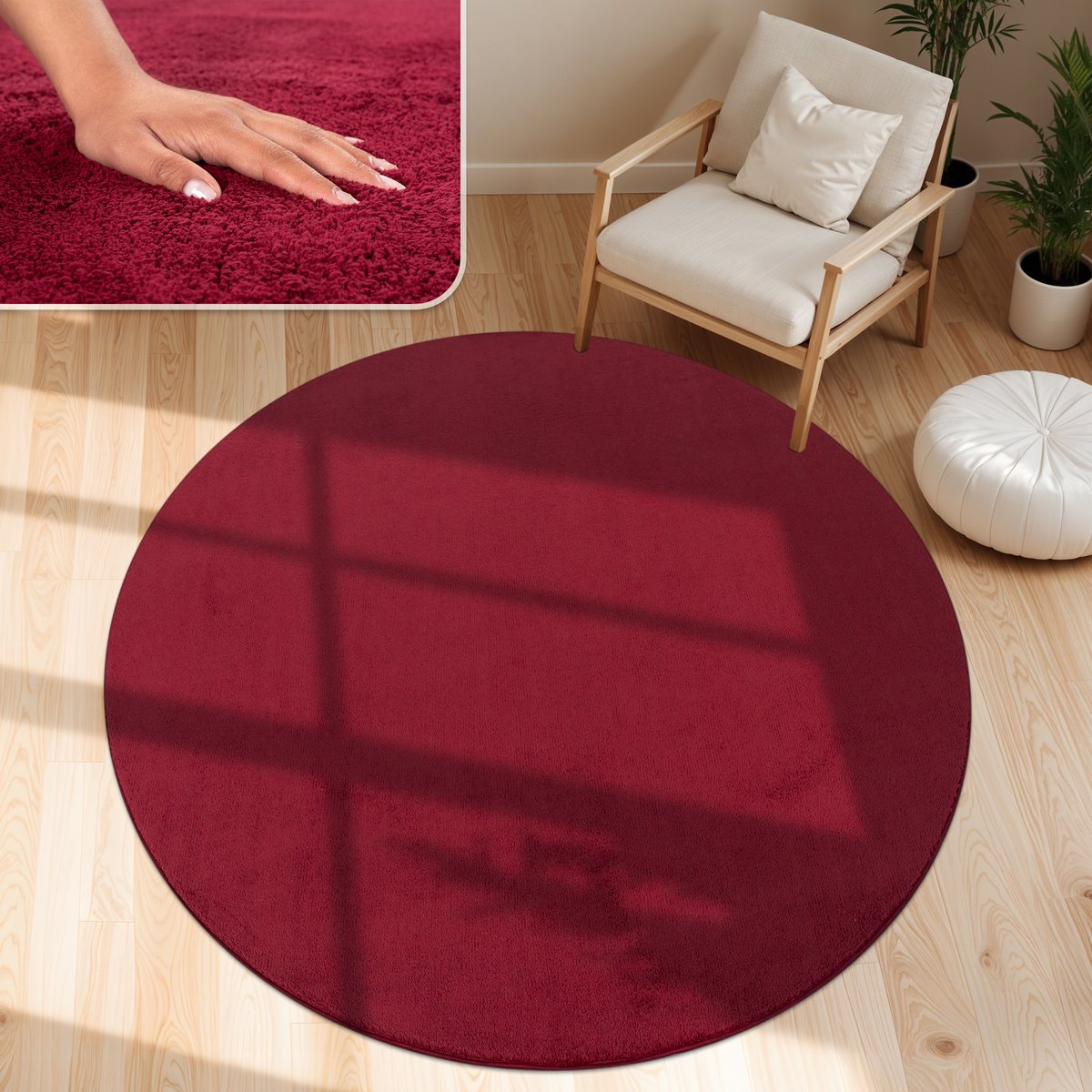 Paco Home Moderne woonkamer tapijt kortpolig wasbaar zacht uni effect bont antislip 160 cm Rund