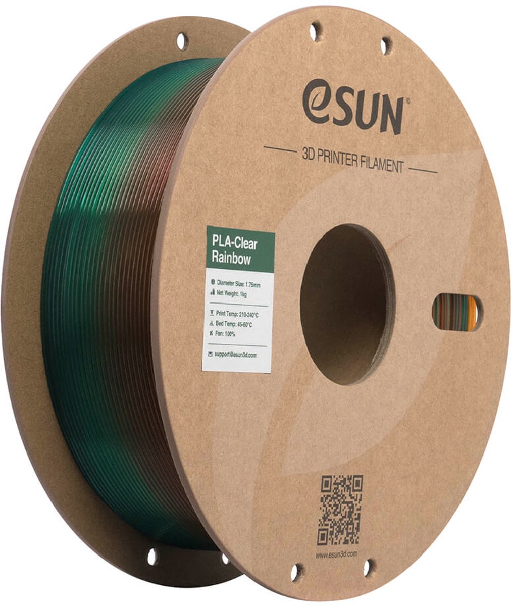 eSun PLA-Clear Rainbow Doorschijnend regenboog A / Transculant Rainbow A 1 kg - 1.75mm - 3D printer filament