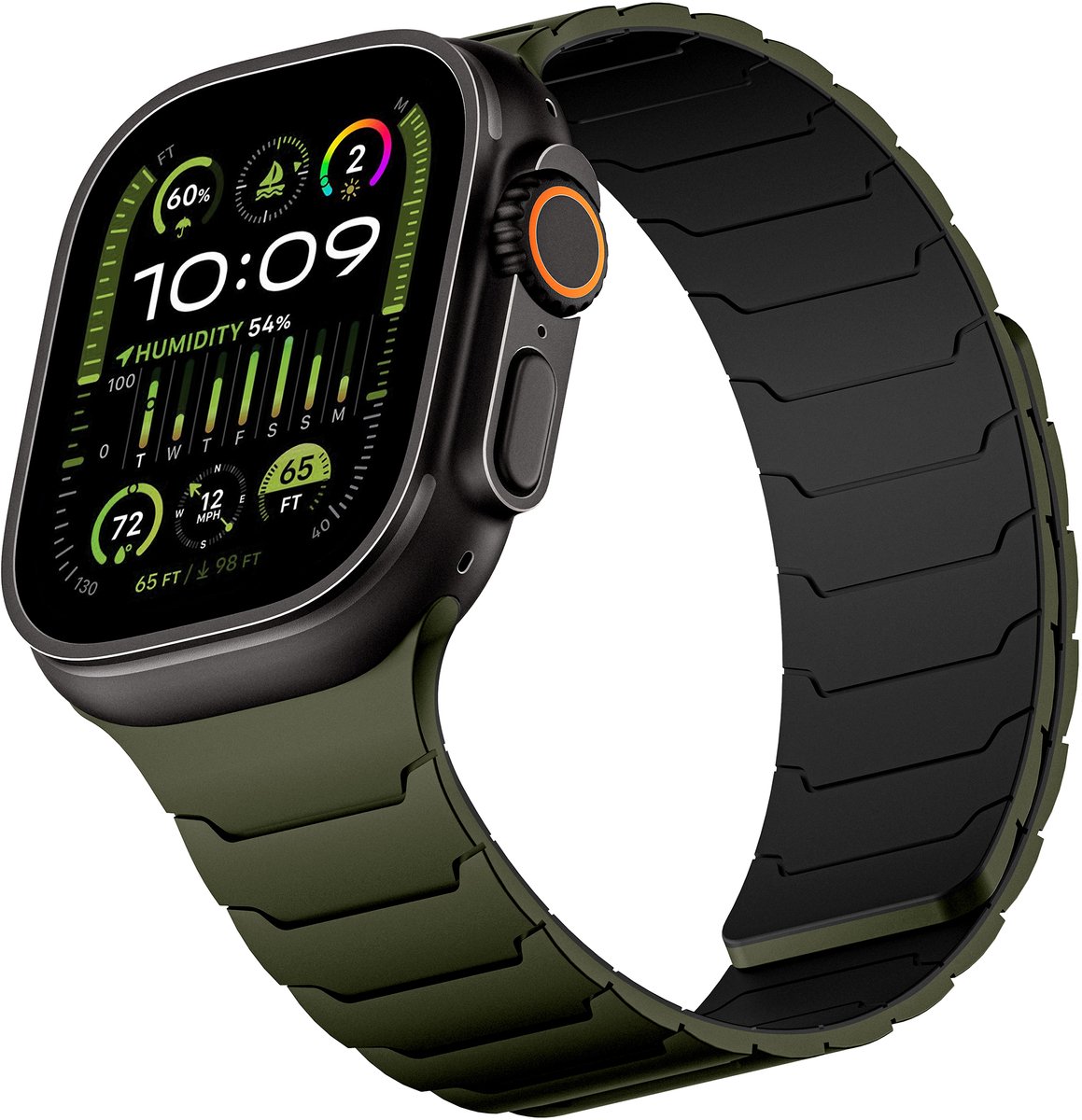 iDenn Magnetisch Siliconen Bandje Groen geschikt voor Apple Watch - Siliconen Sport bandje - Groen - Voor Apple iWatch Ultra 11/10/9/8/7/6/5/4/3/ alle SE - 44/45/46/49 mm