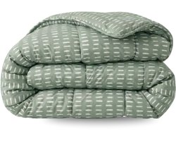 Zelesta Comfort Design Olive Stitches 200x200 - Dekbed zonder overtrek - Wasbaar dekbed - Hoesloos dekbed - 2 in 1 Dekbed met vaste overtrek