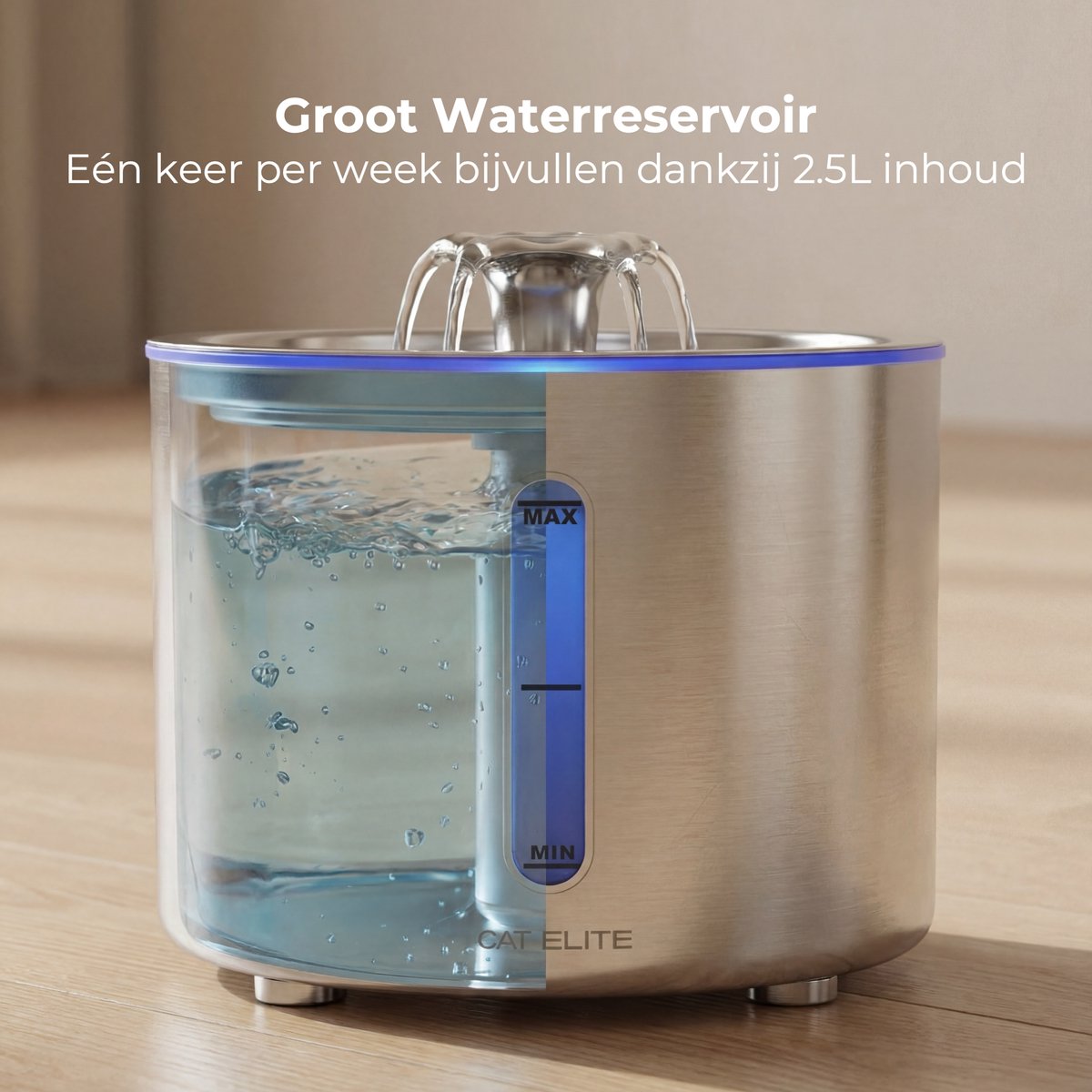 CatElite® - RVS Drinkfontein Kat | Mist - Waterdispenser incl. 3 filters - 2.5L Waterfontein Kat - Kattenfontein - Fluisterstil thumbnail 4
