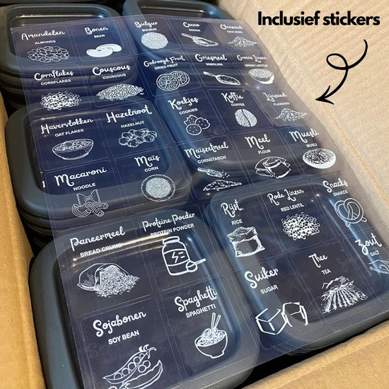 Set de Bocaux de conservation Bidons alimentaires de 24 pièces Bocaux de conservation en plastique anthracite avec couvercle Récipient pour aliments frais Bocaux de conservation hermétiques Congélateur empilable