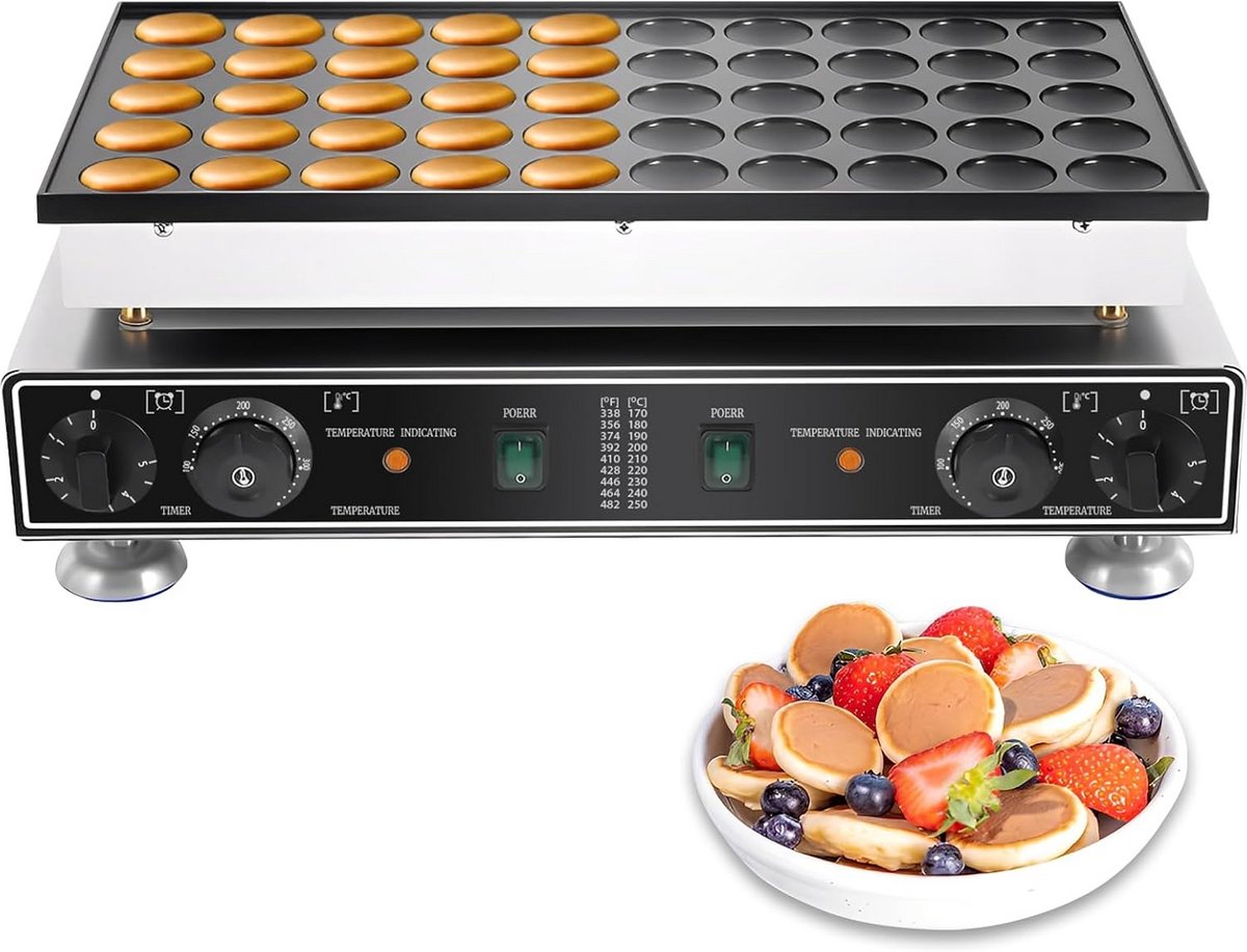 Professionele Poffertjesplaat met 50 Gaten en Temperatuurcontrole