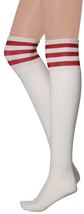 Chaussettes de pom-pom girl - chaussettes de pom-pom girl blanc-rouge taille unique