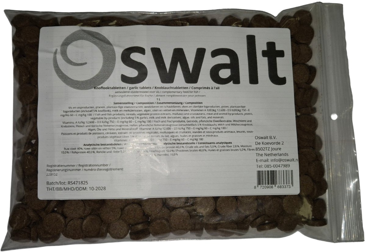 Oswalt - Knoflooktabletten - 1 Liter - Visvoer