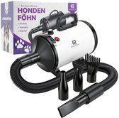 RobustRise Ultra Hondenfohn - 3800W - Wit - extra krachtig - Verstelbaar Vermogen - Waterblazer voor Honden - Hondenfohn met 4 Opzetstukken - Stil Design met geluidsdemper