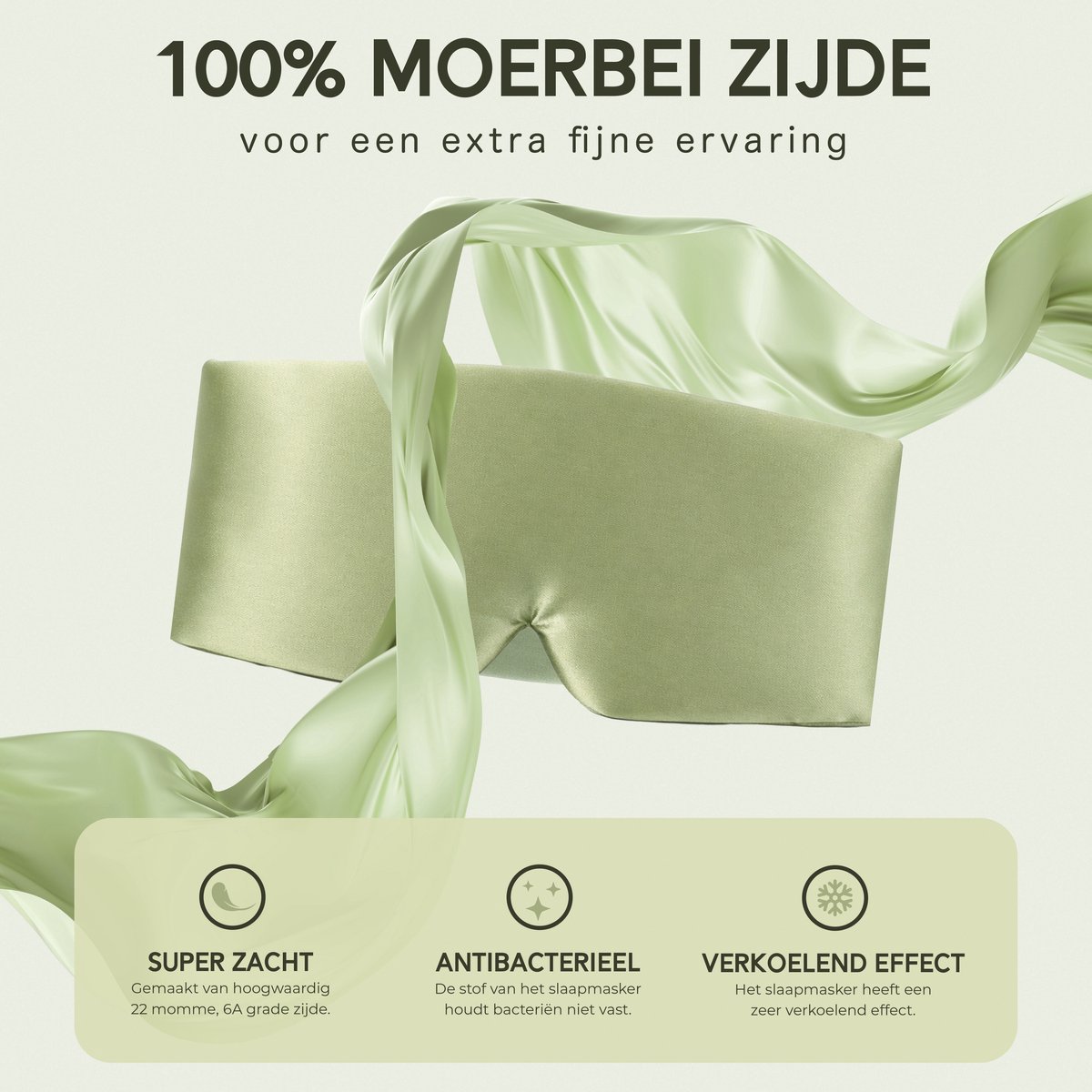 MySleepFit Luxe Slaapmasker van 100% Moerbei Zijde – 3D Ontwerp – Volledige Verduistering – Inclusief Geschenkdoos – Groen — afbeelding 8