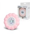 Roze badbloem thermometer met digitaal display. Inclusief verpakking met sterren.