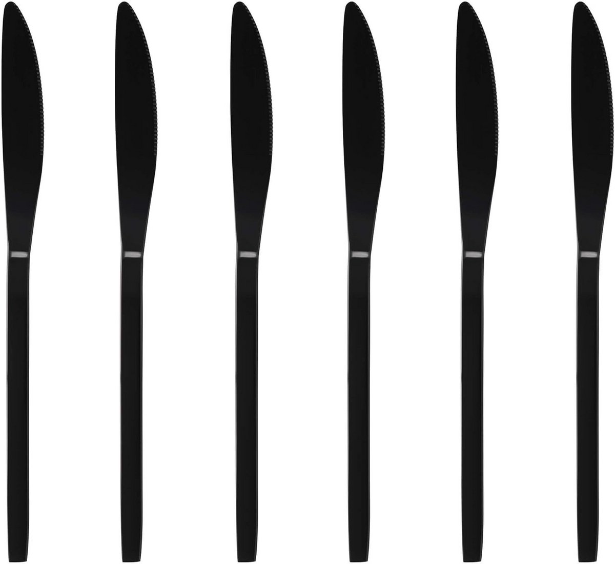 Set van 6 Dessertmessen Zwart Titanium Gecoat - Vaatwasmachinebestendig Tafelmessen