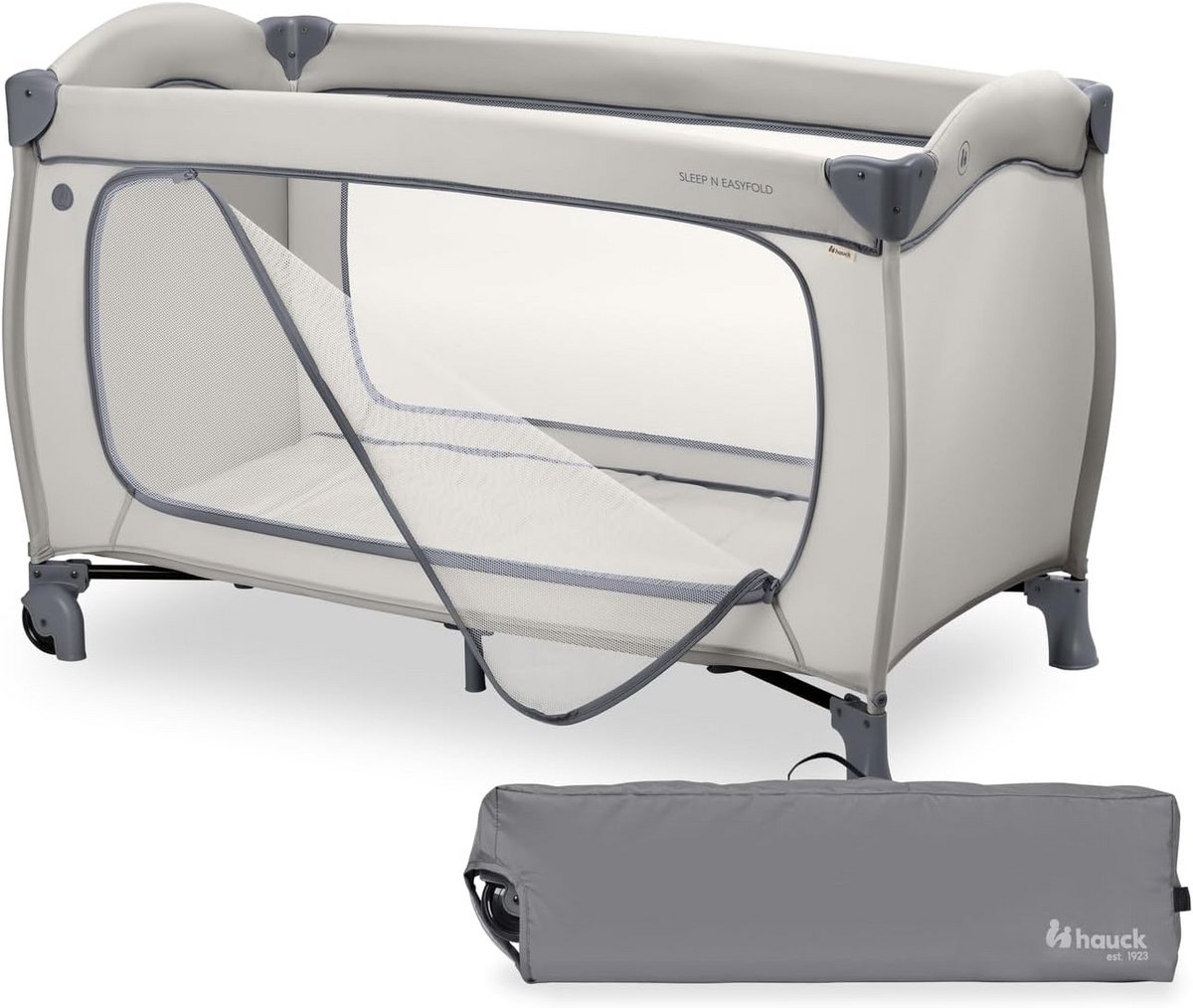 Reiswieg en Baby Campingbed Grijs - Snel Opvouwbaar en Compact - Geschikt Vanaf Geboorte tot 15 kg
