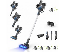 Innova Essentials PowerVac Filter Edition – Steelstofzuiger Draadloos – 500 Air Watts – met 4 extra HEPA-filters – met 4 verschillende opzetstukken – Draadloze Stofzuiger – Zonder zak op accu – Vacuum Cleaner