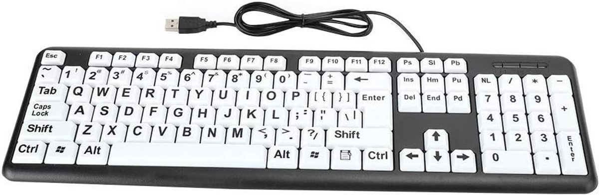 Bekabeld Toetsenbord met Grote Letters USB - Ideaal voor Senioren en Slechtzienden