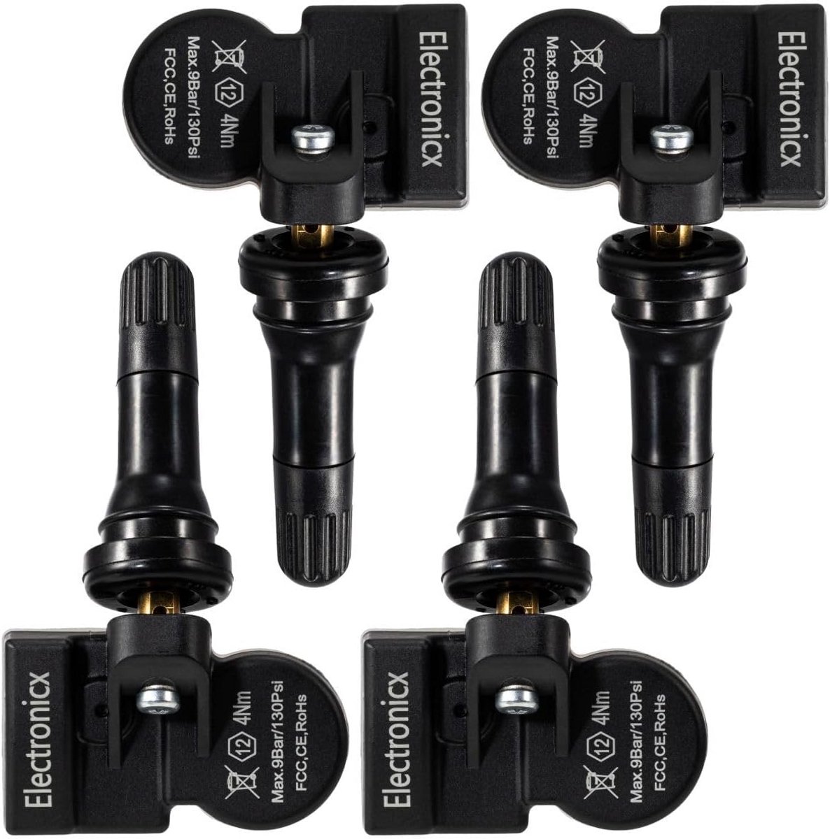 4 Stuks TPMS RDKS Bandenspanningssensoren met Rubberen Ventiel 433 MHz Universeel